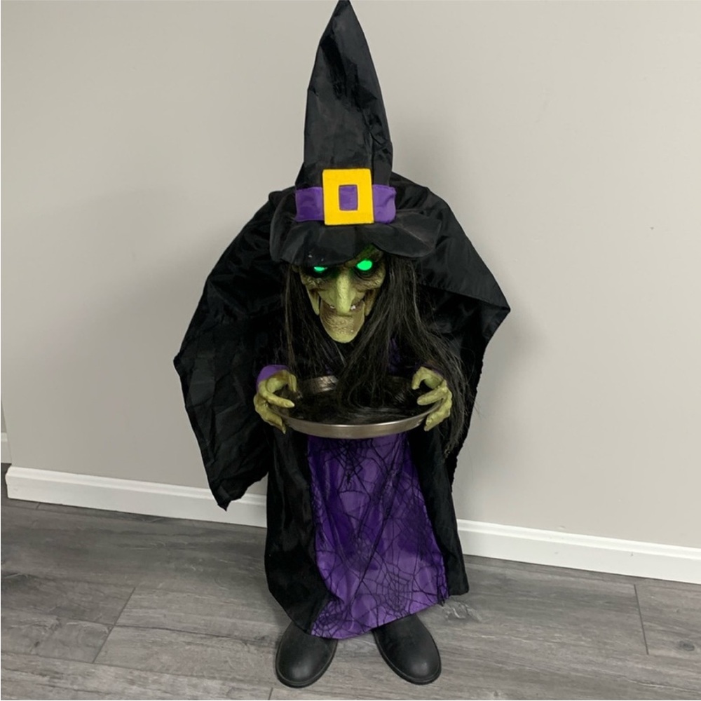 Vintage Animated Halloween Witch with Tray Greeter